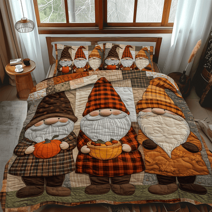 Gnome Fall Fest 3-Piece Quilted Bedding Set NCU0TH1882