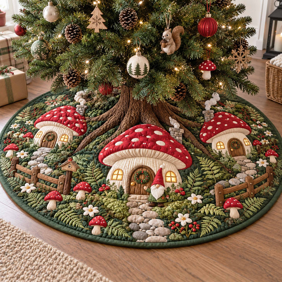 Gnome Forager Christmas Quilted Tree Skirt NCU0NTD2264