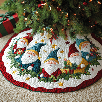 Gnome Gathering Christmas Quilted Tree Skirt NCU0DDK1644