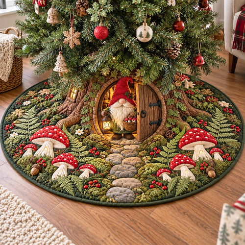 Gnome Glade Christmas Quilted Tree Skirt NCU0NTD2272