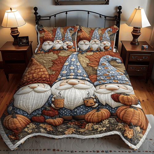 Gnome Harvest 3-Piece Quilted Bedding Set NCU0TH1880
