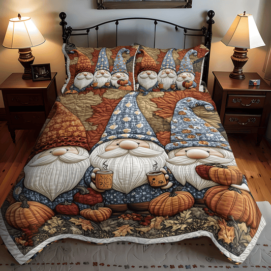 Gnome Harvest 3-Piece Quilted Bedding Set NCU0TH1880