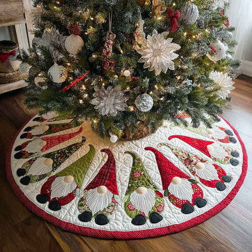 Gnome Joy Christmas Quilted Tree Skirt NCU0DDK1705