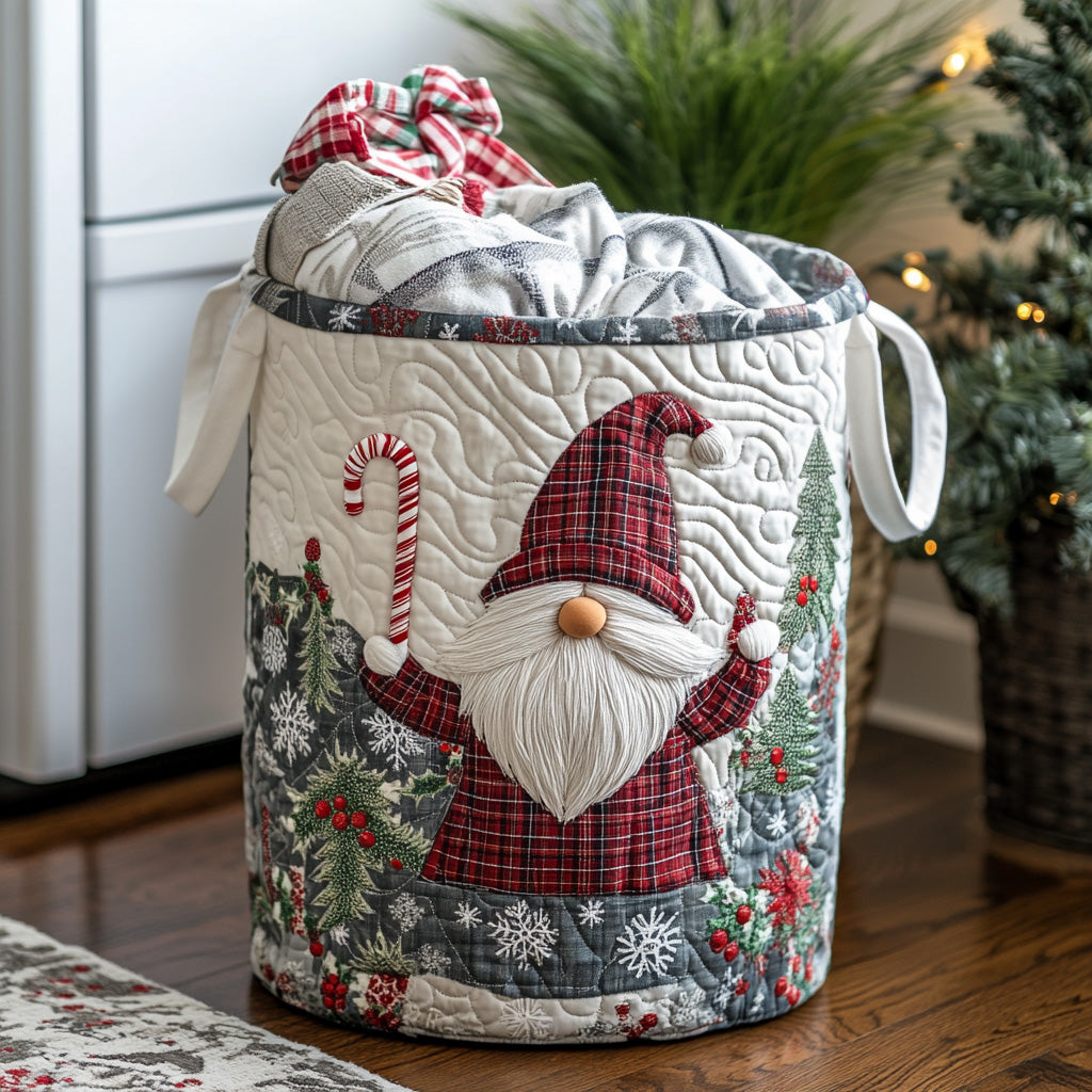 Gnomes Love the Quilted Laundry Basket