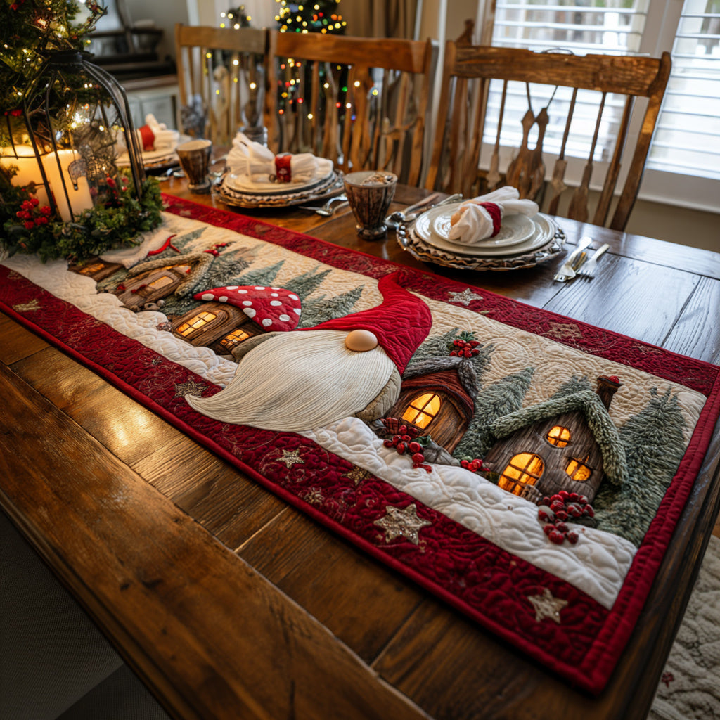Gnome Lights Quilted Table Runner NCU0HNH700