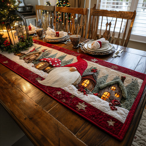 Gnome Lights Quilted Table Runner NCU0HNH700