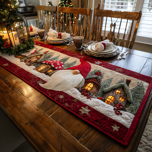 Gnome Lights Quilted Table Runner NCU0HNH700