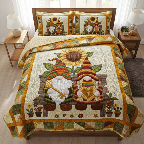 Gnome Love 3-Piece Quilted Bedding Set NCU0NNT2689
