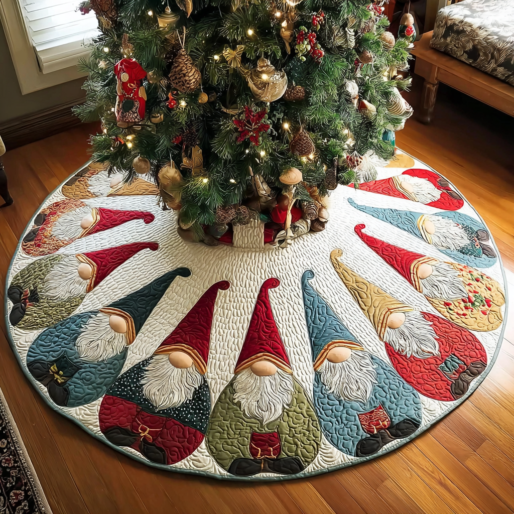 Gnome Magic Christmas Quilted Tree Skirt NCU0DDK1642