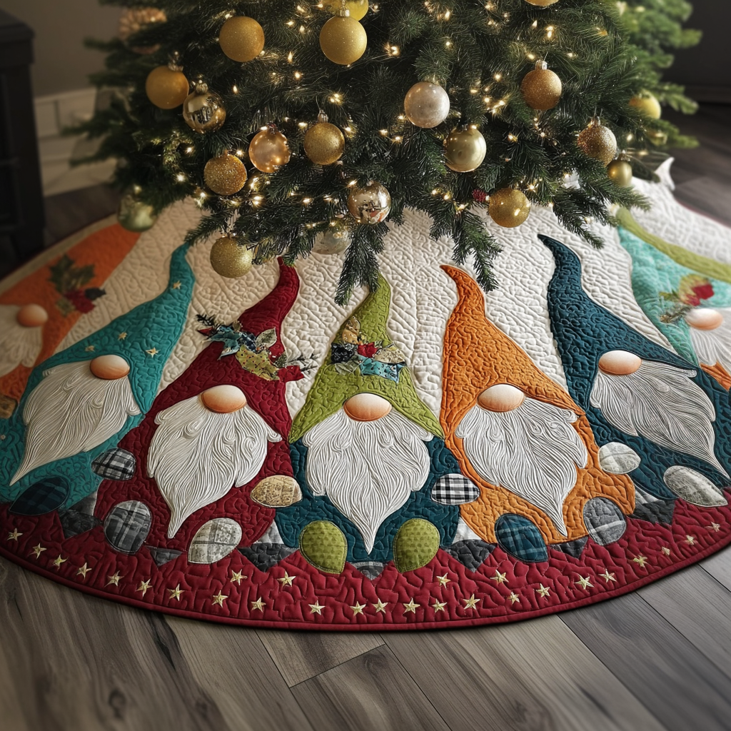 Gnome Magic Christmas Quilted Tree Skirt NCU0DDK1704