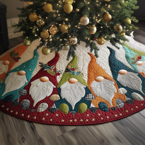 Gnome Magic Christmas Quilted Tree Skirt NCU0DDK1704