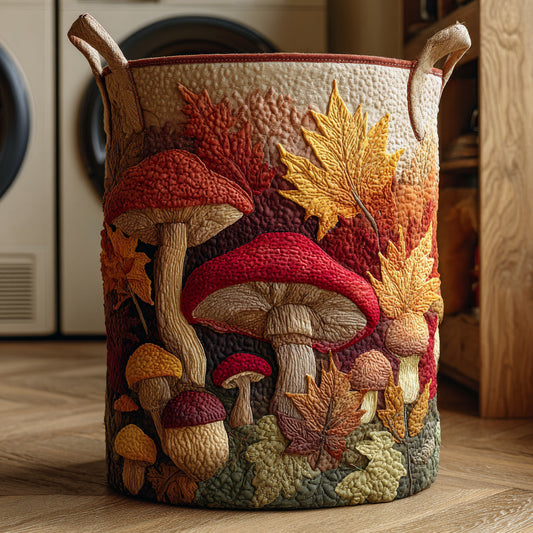 Gnome Mushroom Quilted Laundry Basket NCU0HNH593