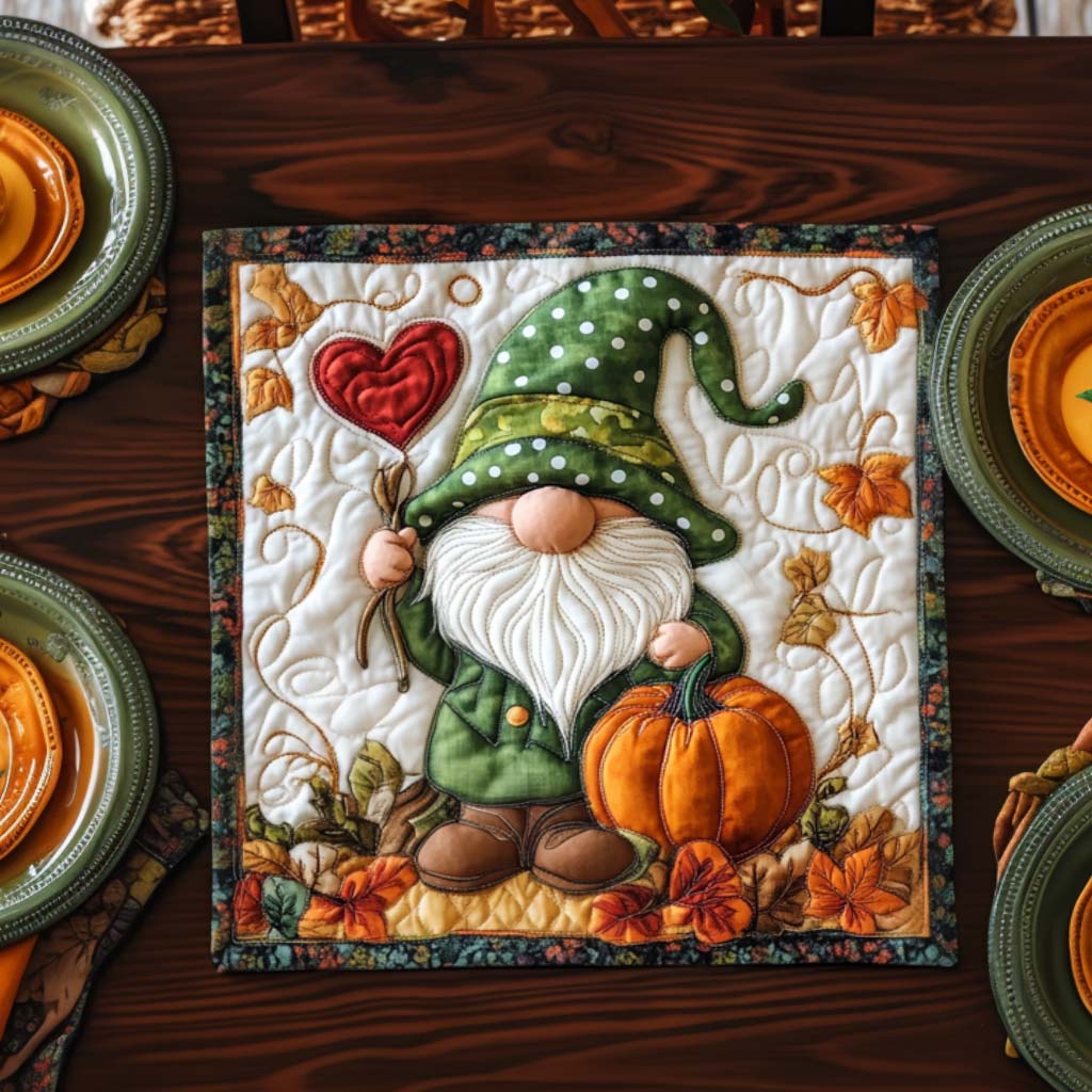 Gnome Pumpkin Patch Quilted Table Topper NCU0NNT1229