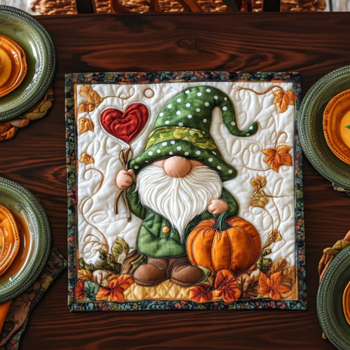Gnome Pumpkin Patch Quilted Table Topper NCU0NNT1229