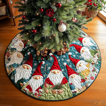 Gnome Spirit Christmas Quilted Tree Skirt NCU0DDK1641