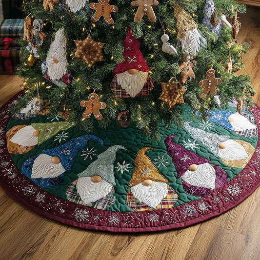 Gnome Spirit Christmas Quilted Tree Skirt NCU0DDK1703