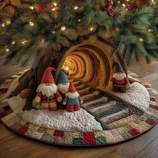 Gnome Tunnel Journey Christmas Quilted Tree Skirt NCU0HTT059
