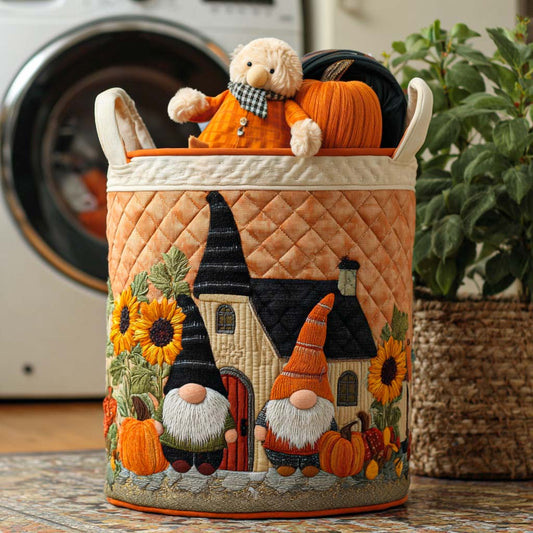 Gnome in Leaves Quilted Laundry Basket NCU0NNT1374