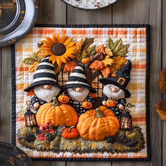 Gnome in Leaves Quilted Table Topper NCU0NNT1251