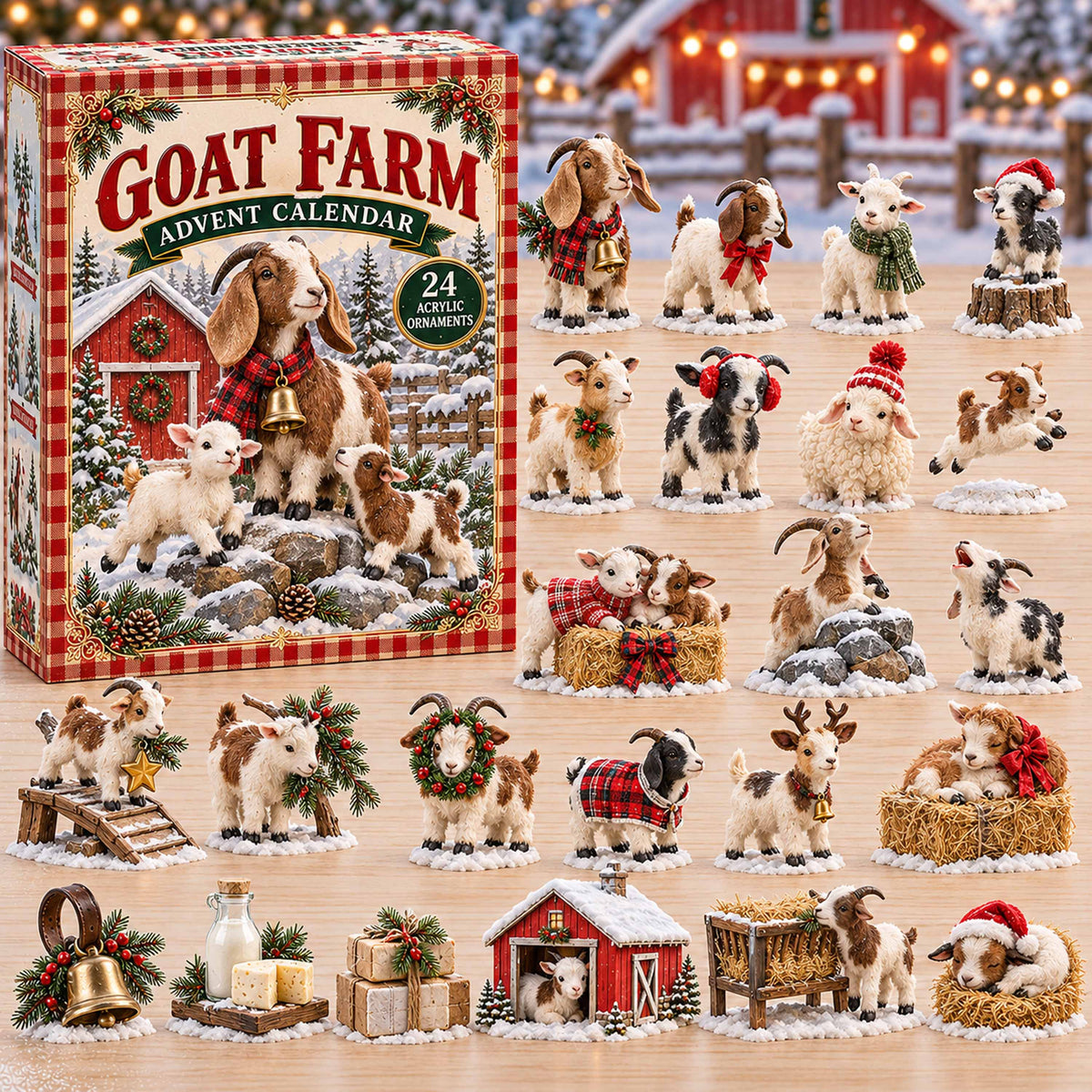 CHRISTMAS KICKOFF 40% OFF - Goat Farm Advent Calendar 2026 - 24-Day Festive Countdown, Acrylic Charms Blind Box - Gift For Family and Friends AC0TD074