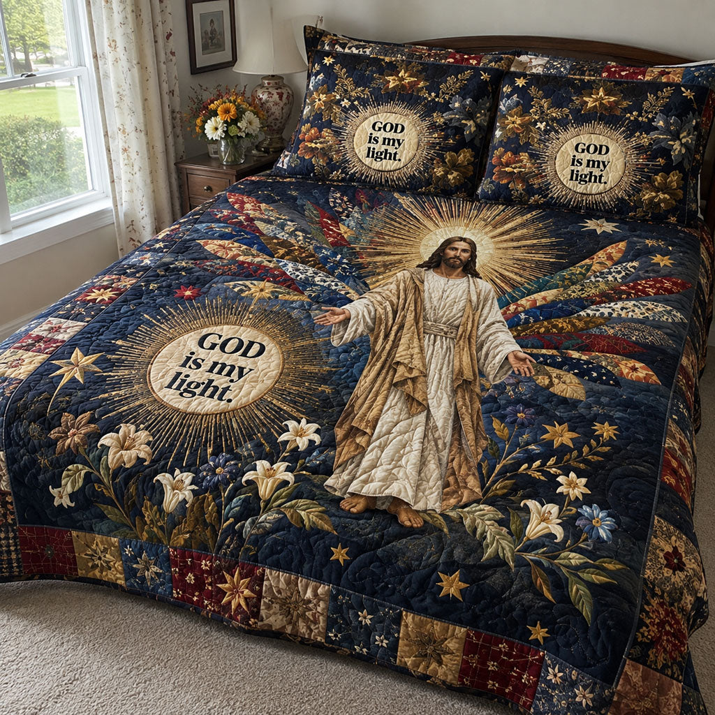 God Is My Refuge 3-Piece Quilted Bedding Set NCU0PTT3382