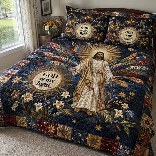 God Is My Refuge 3-Piece Quilted Bedding Set NCU0PTT3382