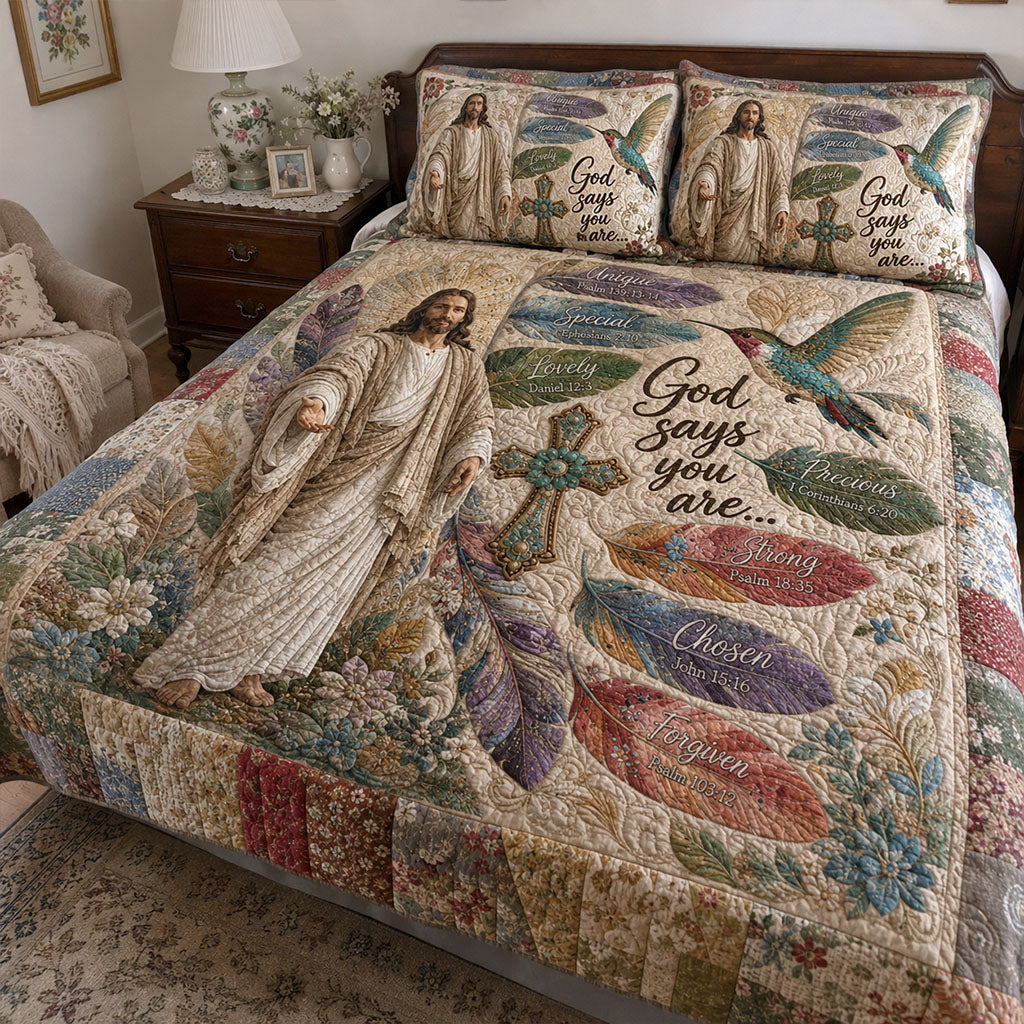 God Says I Am 3-Piece Quilted Bedding Set NCU0PTT3383
