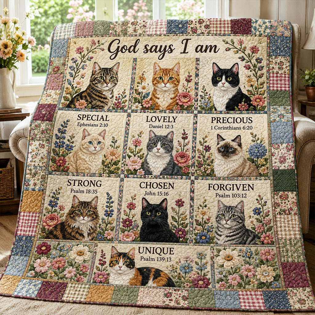 God Says I Am Cherished Quilted Blanket NCU0PTT3299