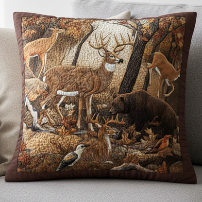 Golden Deer Quilted Pillow Case NCU0NNT1896