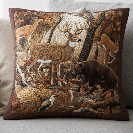 Golden Deer Quilted Pillow Case NCU0NNT1896