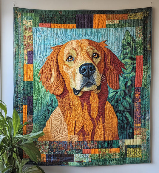 Golden Retriever in the Garden Quilted Blanket NCU0PT354