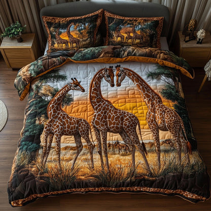 Golden Sunset Giraffes 3-Piece Quilted Bedding Set NCU0NNT297