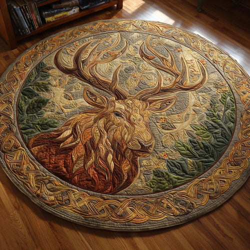 Golden Antlers Quilted Round Mat NCU0NTV564