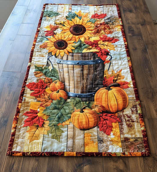 Golden Autumn Bliss Quilted Table Runner NCU0TL1343