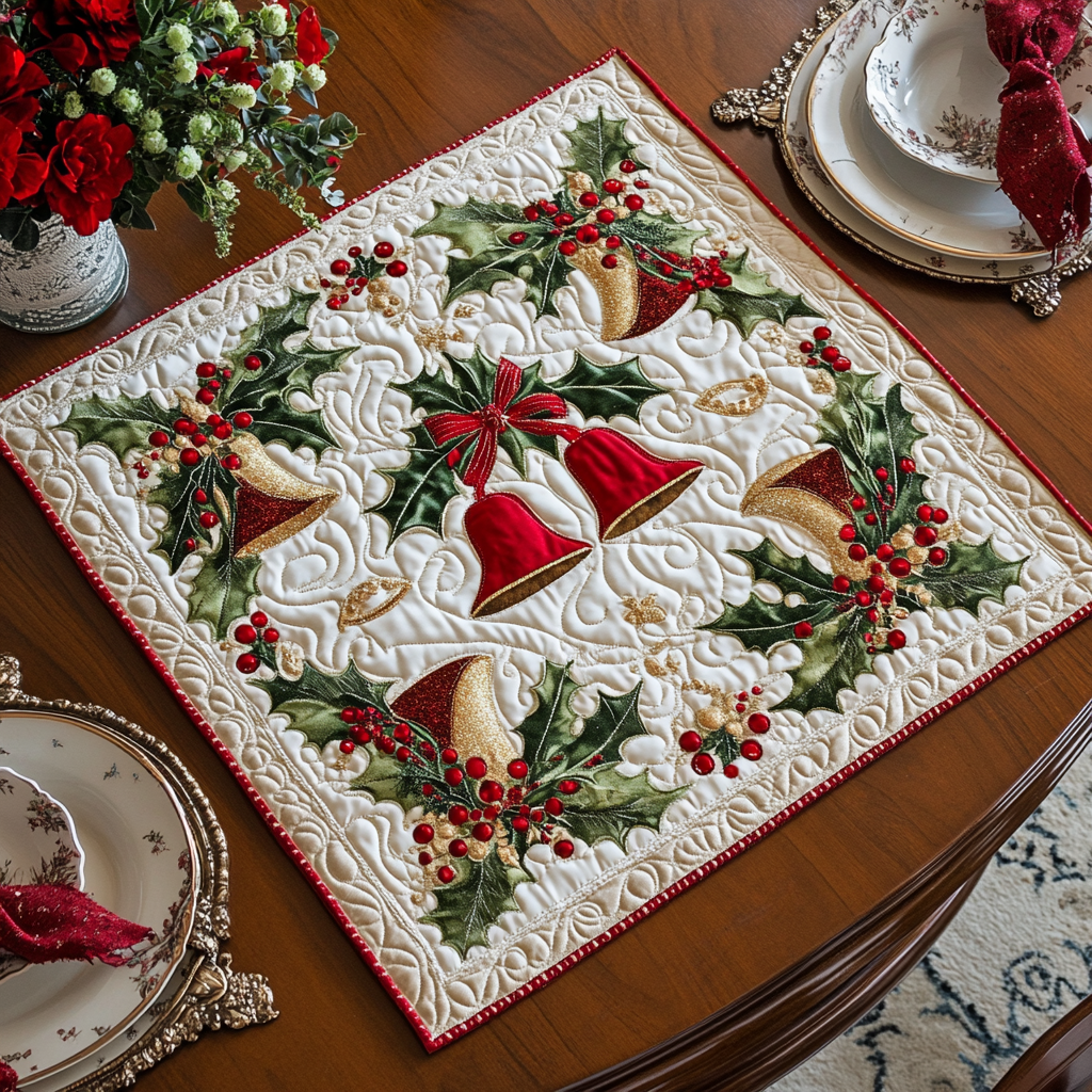 Golden Bells Quilted Table Topper NCU0DDK1143