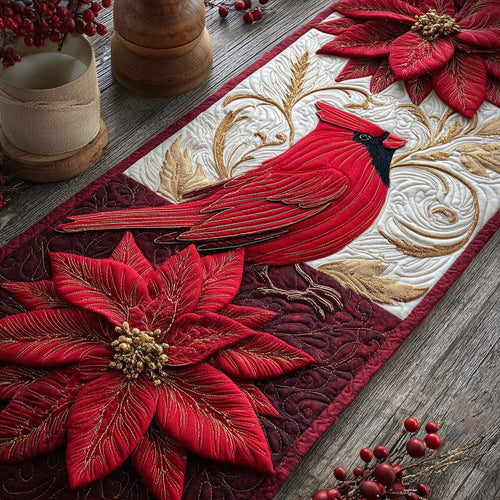 Golden Bloom Cardinal Quilted Table Runner NCU0NXD807