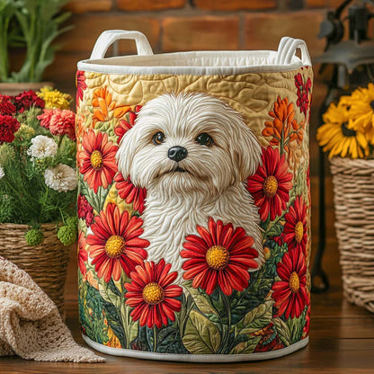 Golden Bloom Pup Quilted Laundry Basket NCU0NXD749