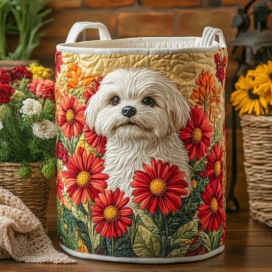 Golden Bloom Pup Quilted Laundry Basket NCU0NXD749
