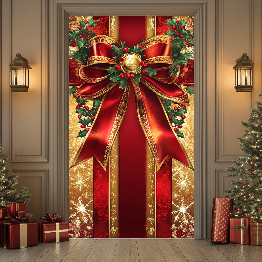 Golden Bow Quilted Door Cover NCU0DK10937