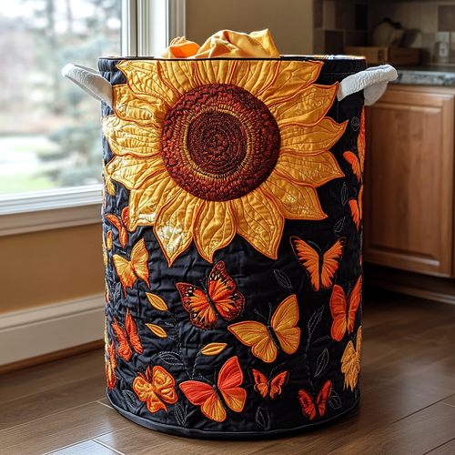 Golden Butterfly Quilted Laundry Basket NCU0DDK1328