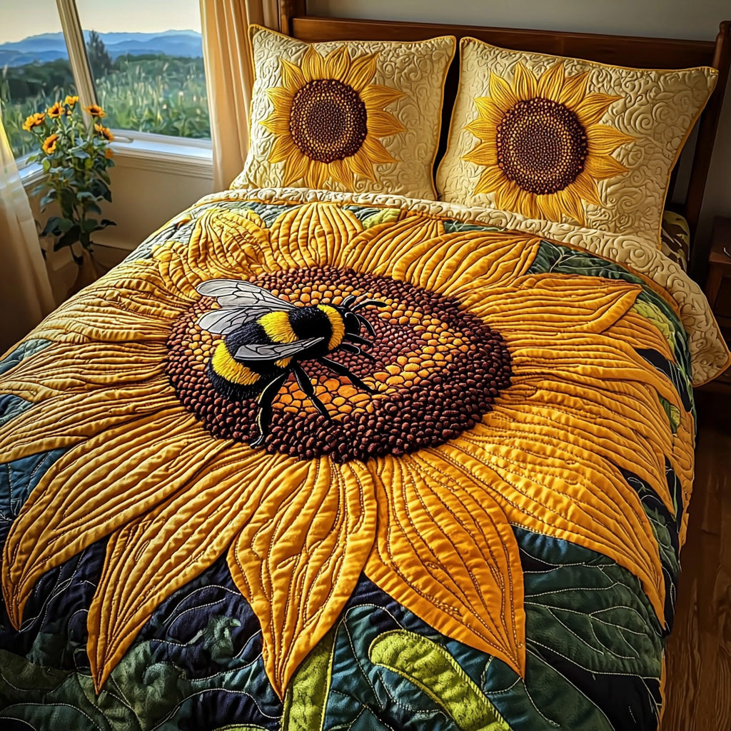 Golden Buzz 3-Piece Quilted Bedding Set NCU0DV543