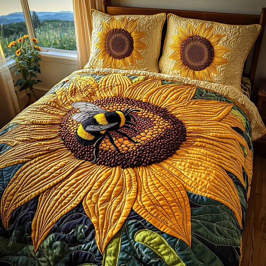 Golden Buzz 3-Piece Quilted Bedding Set NCU0DV543