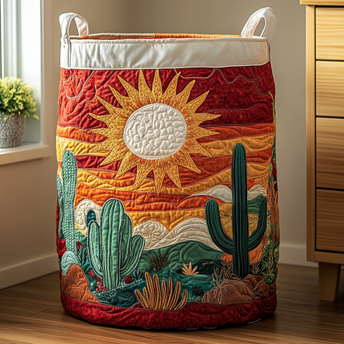 Golden Cactus Quilted Laundry Basket NCU0DDK1010