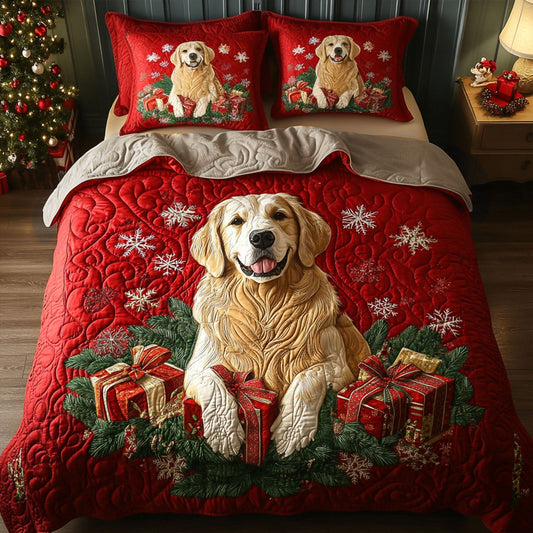 Golden Caroler 3-Piece Quilted Bedding Set NCU0PTT1454
