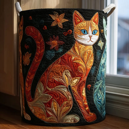 Golden Cat Quilted Laundry Basket NCU0DDK2147
