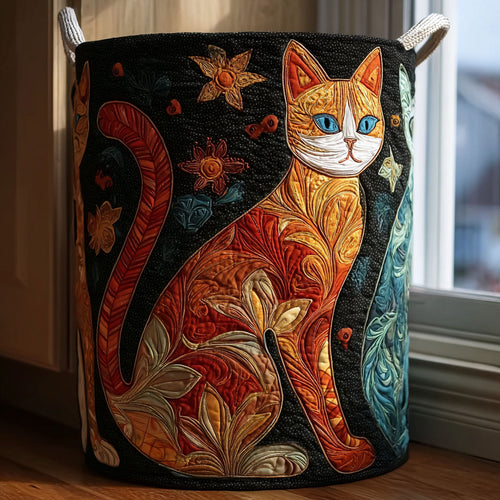 Golden Cat Quilted Laundry Basket NCU0DDK2147
