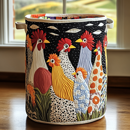 Golden Chicken Quilted Laundry Basket NCU0DDK1021