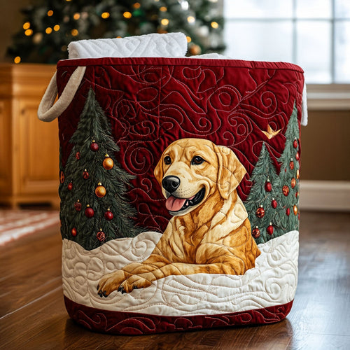 Golden Christmas Glow Quilted Laundry Basket NCU0PTT1442