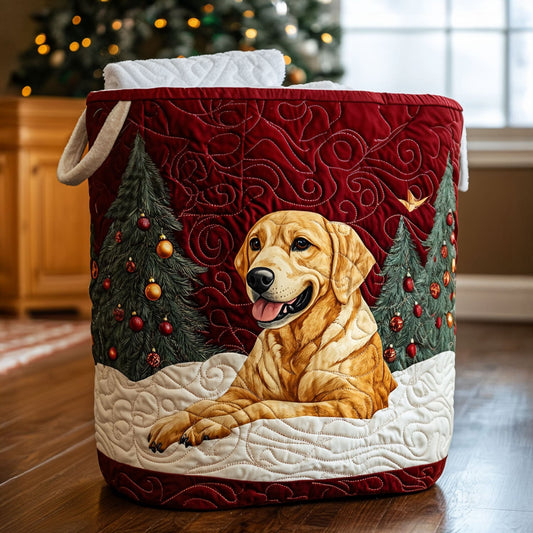 Golden Christmas Glow Quilted Laundry Basket NCU0PTT1442