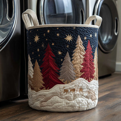 Golden Christmas Tree Quilted Laundry Basket NCU0HNH484